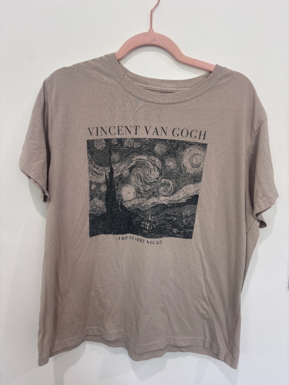 Vincent Van Gogh Starry Night Graphic Tee Tan Art T-Shirt Size XXL